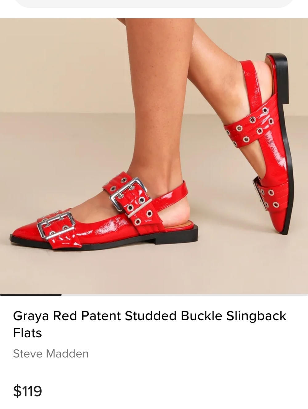 Steve Madden Red Grommet-Detail Pointed Slingback Flats
